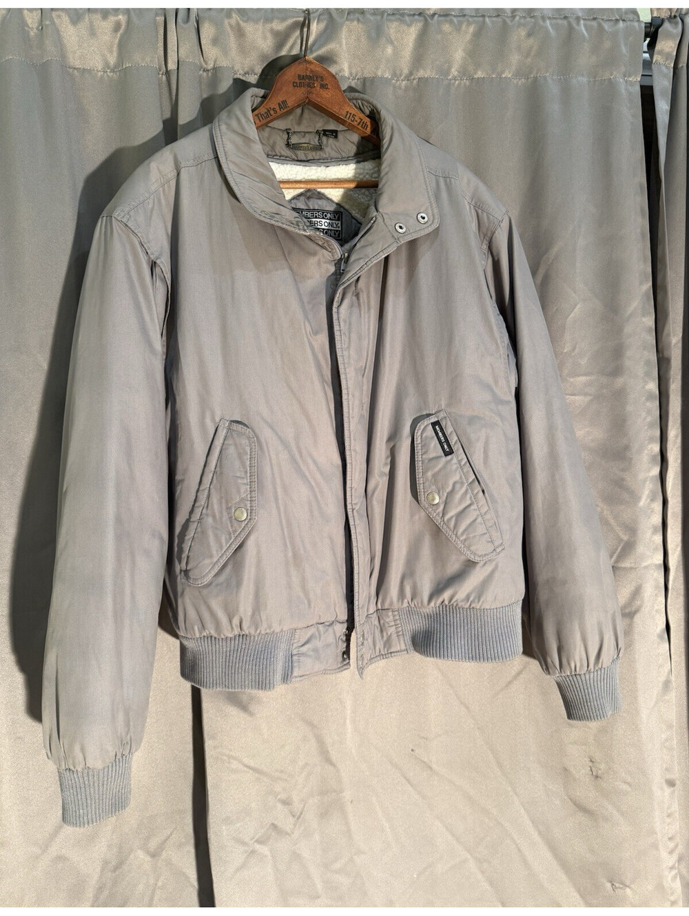Vintage Members Only Jacket Mens 40 Gray Down Filled Quilted Bomber Puffer Heavy